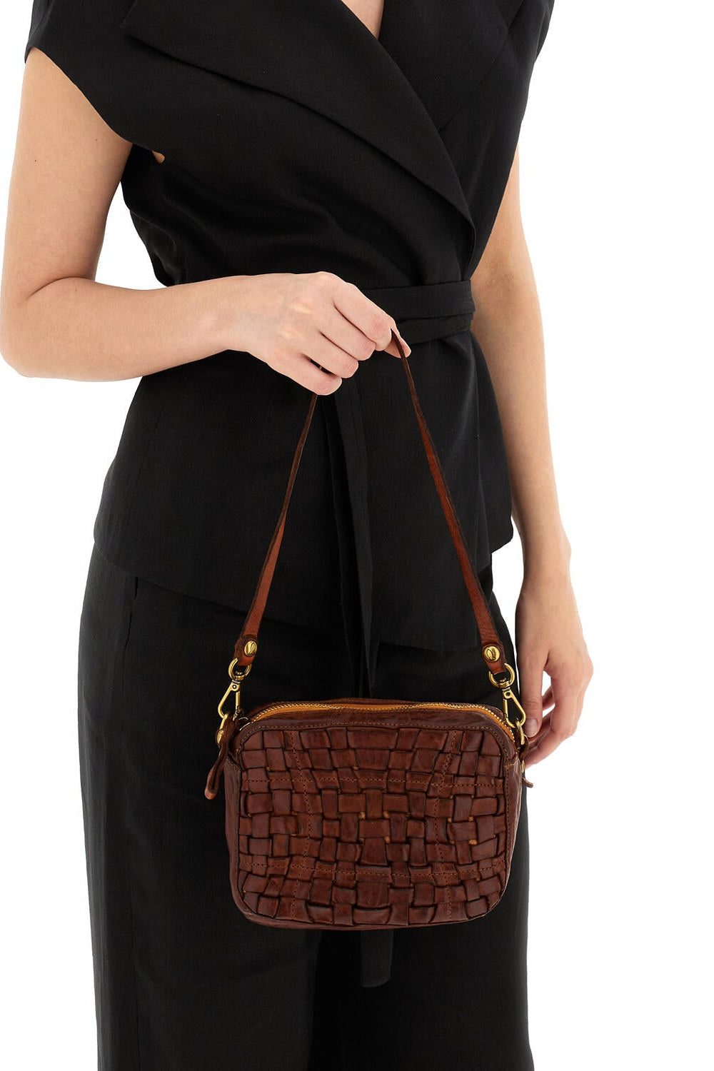 Elena Bowling taske, small - Cognac